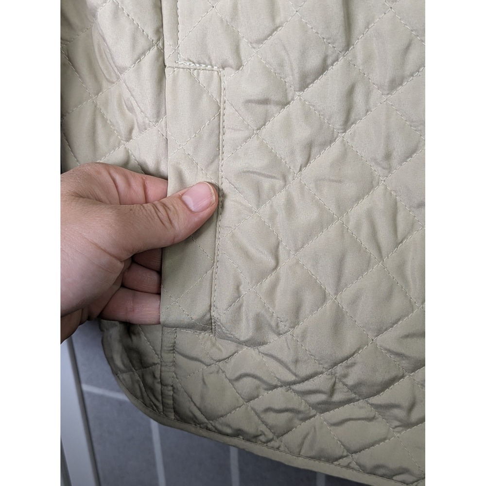 J. Jill Womens Quilted Barn Jacket Small Tan Beige Floral Lining Full Zip Pocket - Picture 3 of 9